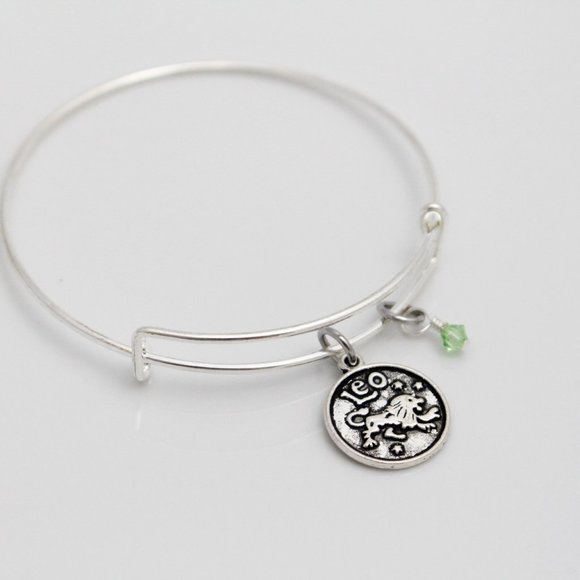 August Leo Adjustable Charm Bangle - Handmade Zodiac Bracelet - Picture 7 of 12